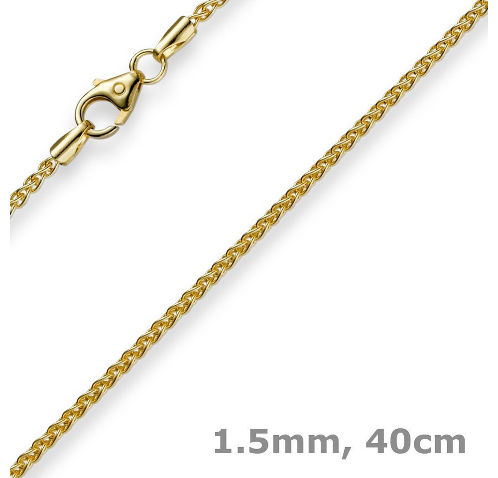 Schmuck Krone Goldkette 1,5mm Zopfkette aus 750 Gelbgold, 40cm, Gold 750 von Schmuck Krone