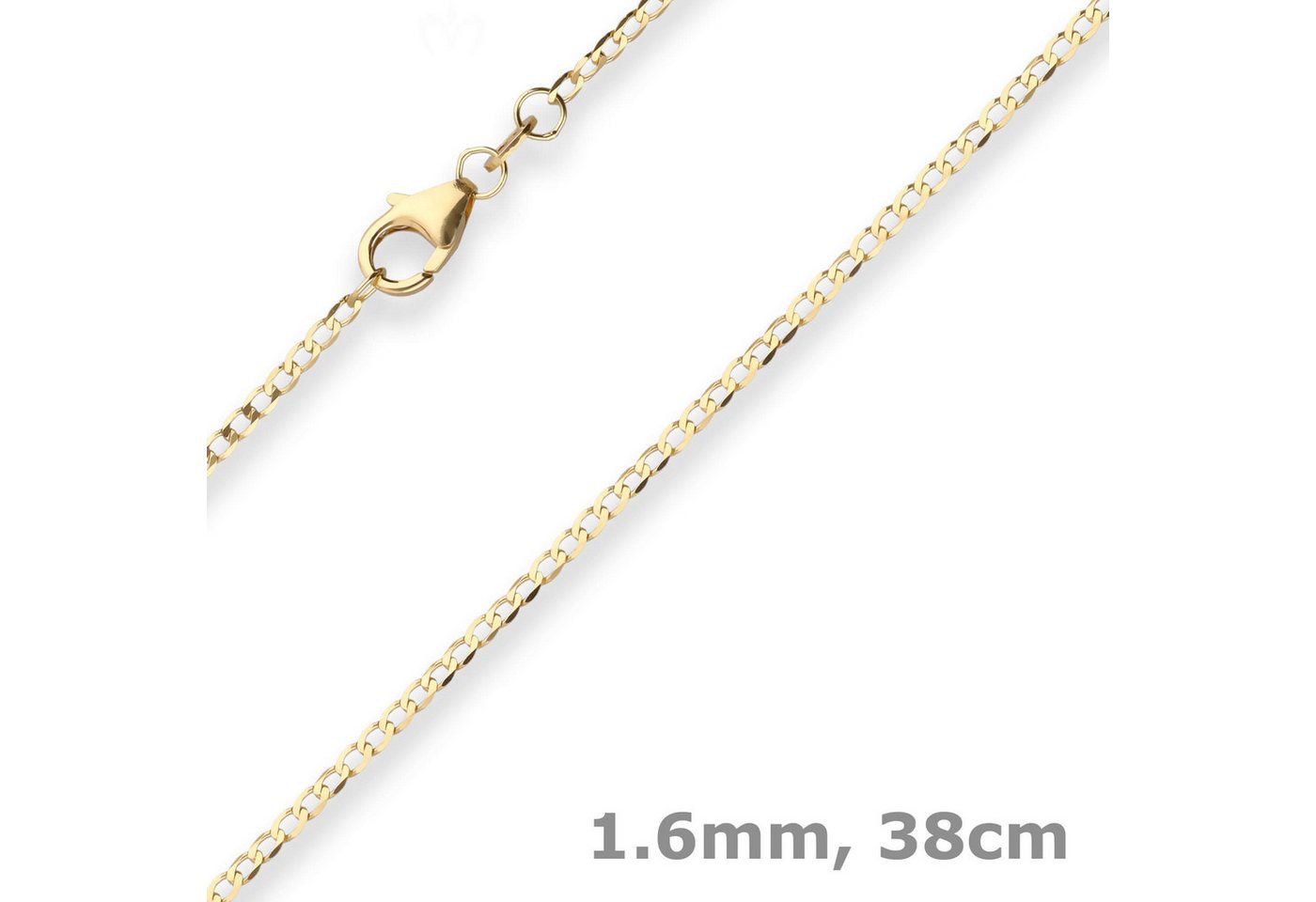 Schmuck Krone Goldkette 1,6mm Panzerkette weit aus 333 Gelbgold 38cm, Gold 333 Schmuck Krone Goldkette 1,6mm Panzerkette weit aus 333 Gelbgold 38cm, Gold 333 von Schmuck Krone