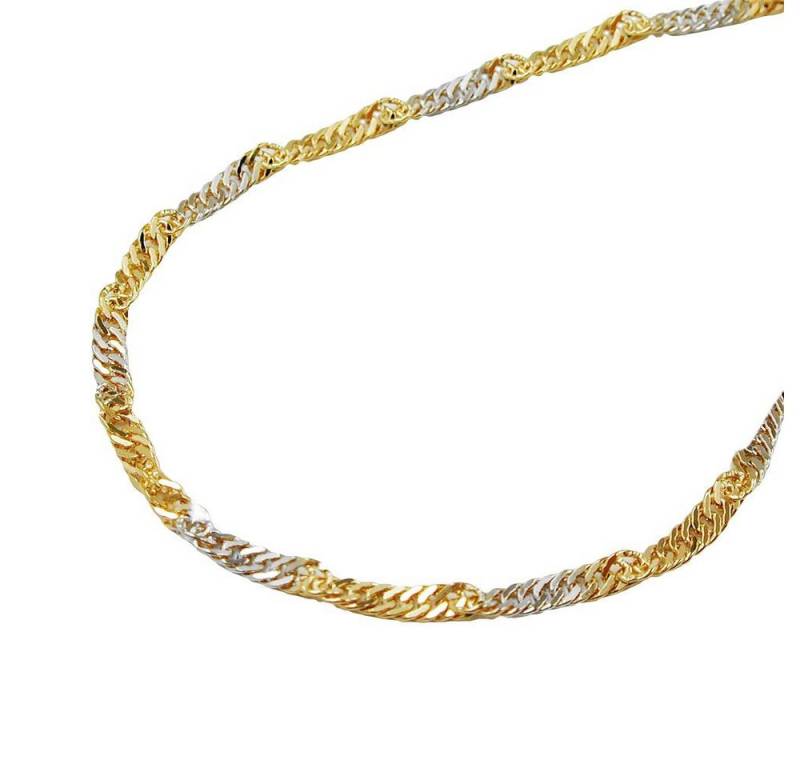 Schmuck Krone Goldkette 1,8mm Kette Singapurkette Collier 375 Gold bicolor gelb weiß 50cm Damen von Schmuck Krone