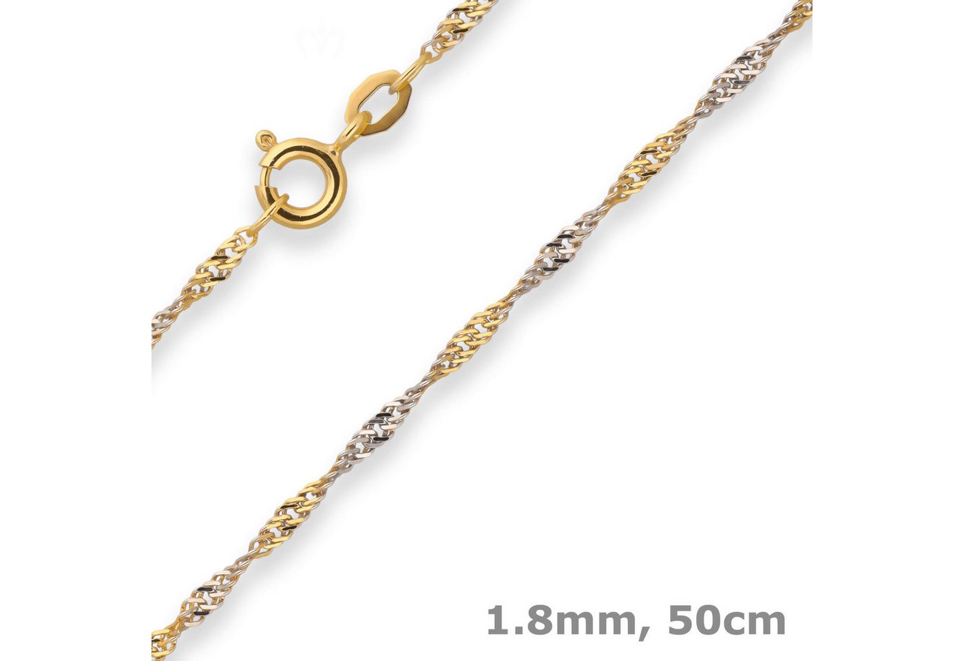 Schmuck Krone Goldkette 1,8mm Singapurkette aus 375 Gelbgold 50cm, Gold 375 von Schmuck Krone