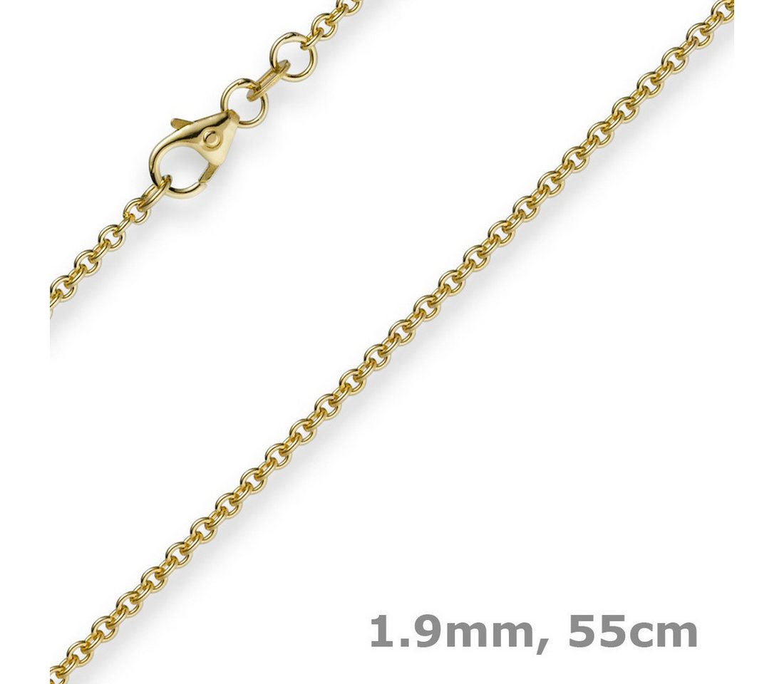 Schmuck Krone Goldkette 1,9mm Rund-Ankerkette, 585 Gelbgold, 55cm, Gold 585 von Schmuck Krone