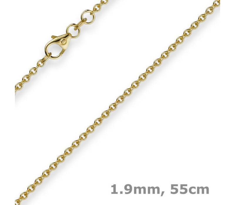 Schmuck Krone Goldkette 1,9mm Rund-Ankerkette, 585 Gelbgold, 55cm, Gold 585 von Schmuck Krone