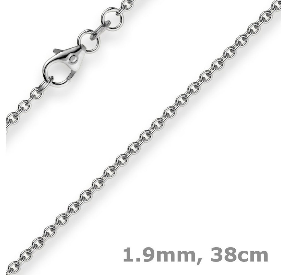 Schmuck Krone Goldkette 1,9mm Rund-Ankerkette, 585 Weißgold, 38cm, Gold 585 von Schmuck Krone