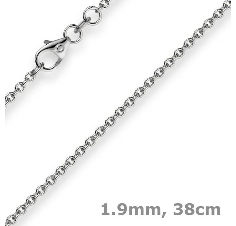Schmuck Krone Goldkette 1,9mm Rund-Ankerkette, 585 Weißgold, 38cm, Gold 585 von Schmuck Krone