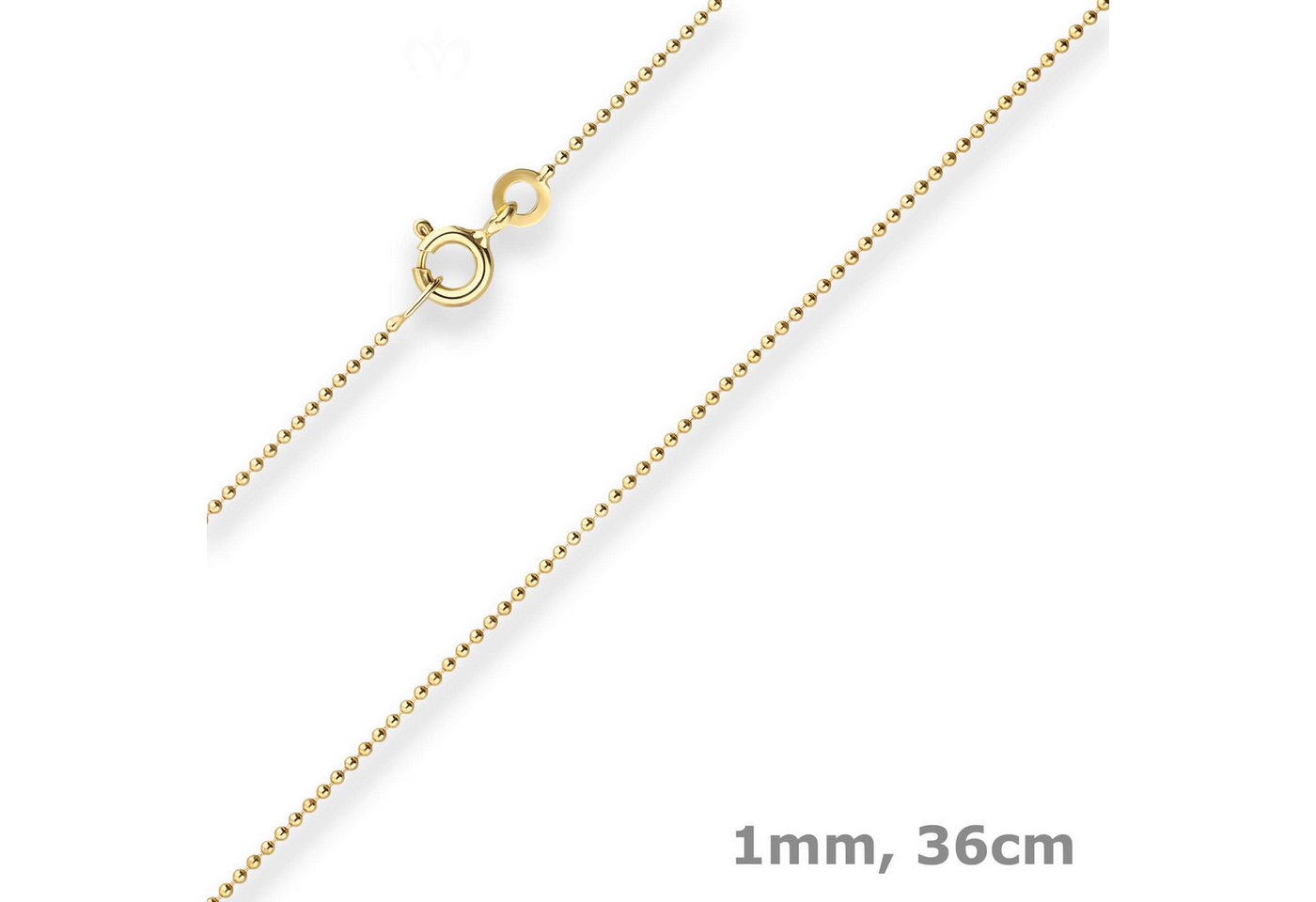 Schmuck Krone Goldkette 1mm Kugelkette aus 333 Gelbgold 36cm, Gold 333 Schmuck Krone Goldkette 1mm Kugelkette aus 333 Gelbgold 36cm, Gold 333 von Schmuck Krone