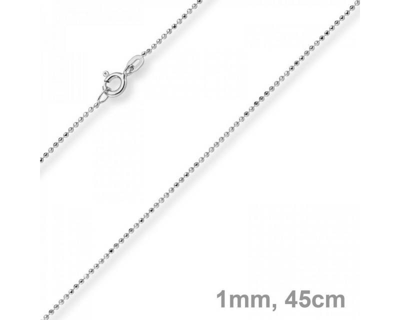 Schmuck Krone Goldkette 1mm Kugelkette diamantiert, 750 Weißgold, 45cm, Gold 750 von Schmuck Krone
