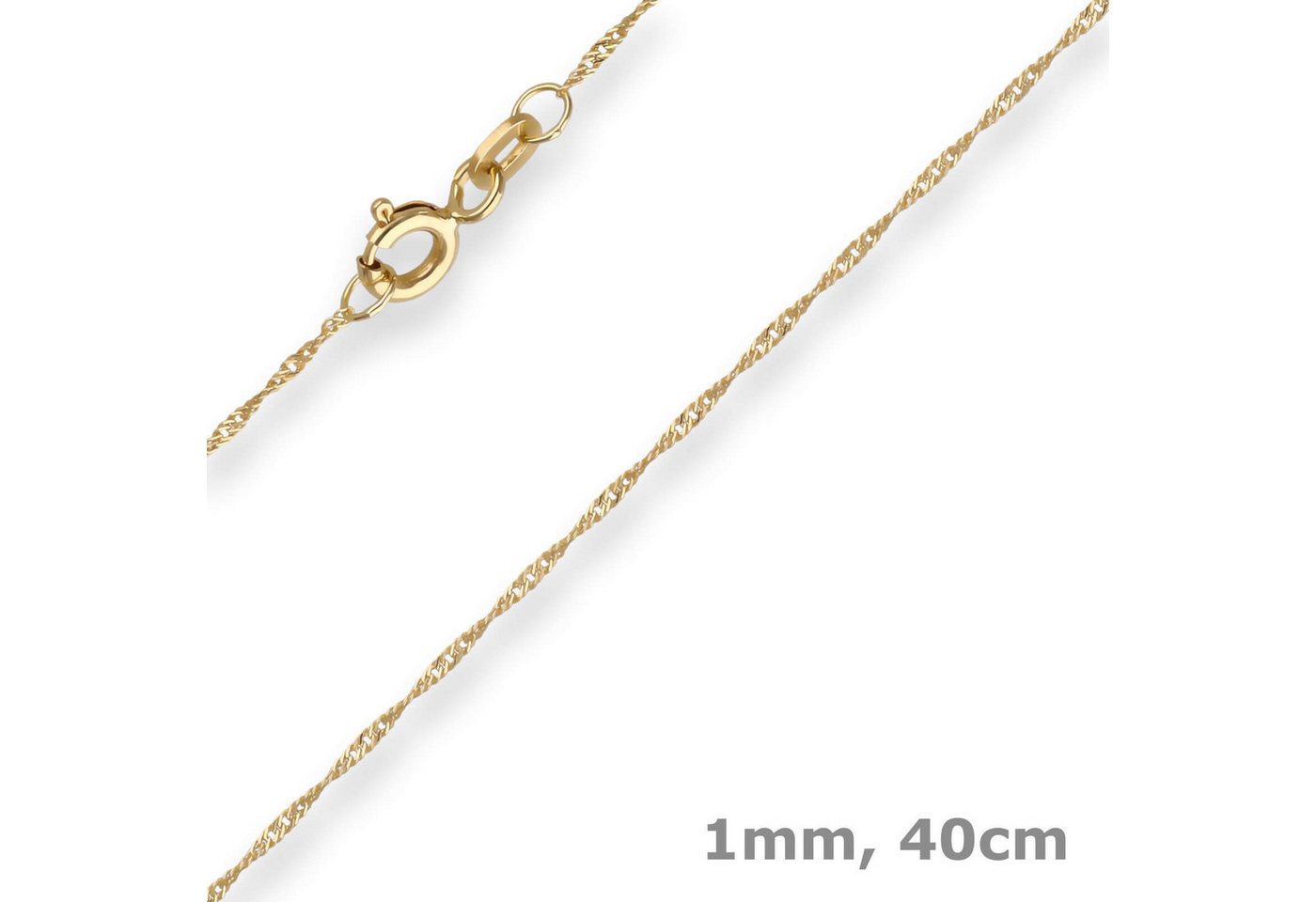 Schmuck Krone Goldkette 1mm Singapurkette aus 333 Gelbgold 40cm, Gold 333 von Schmuck Krone