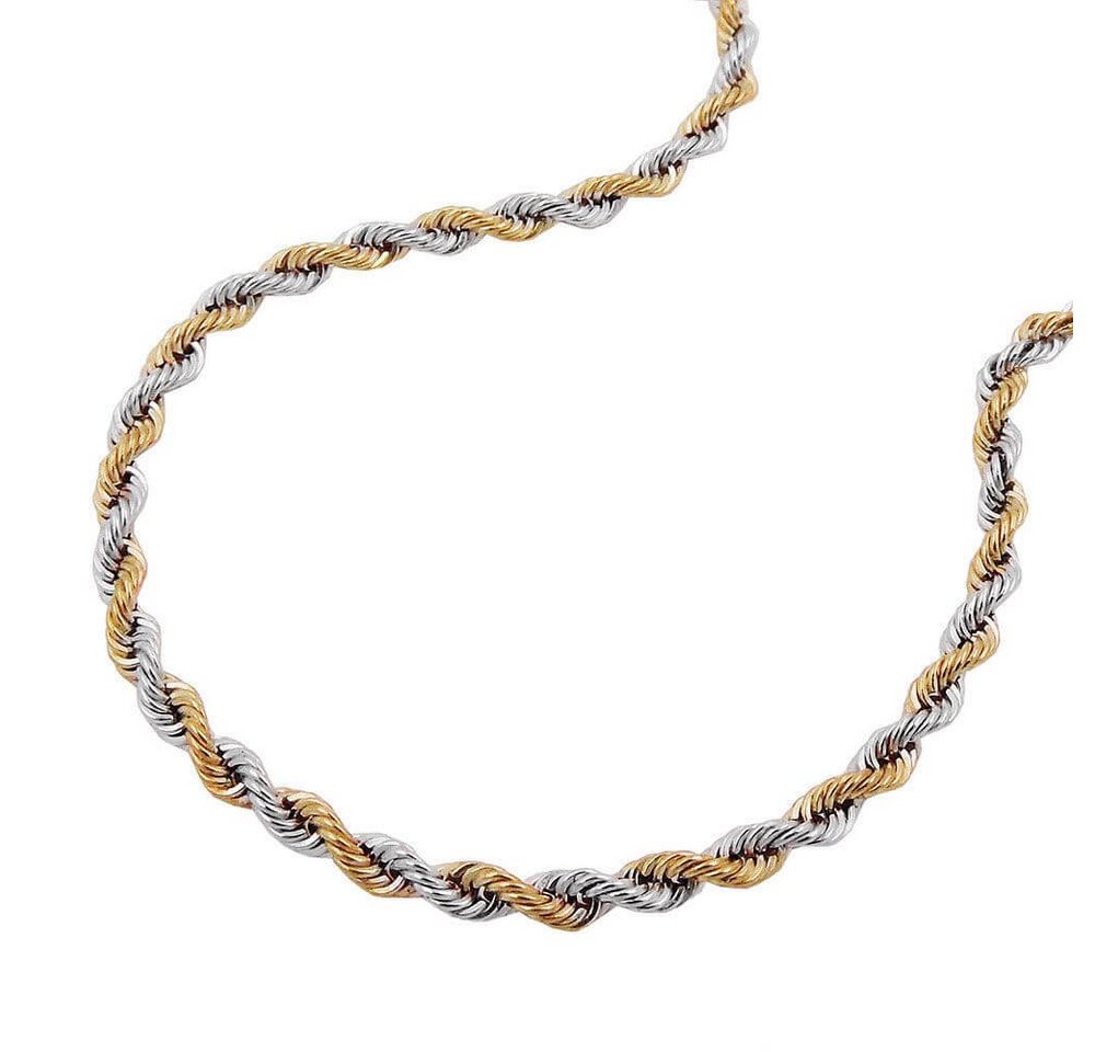 Schmuck Krone Goldkette 2,8mm Kordelkette Halskette Collier 14Kt 585 Gold Weißgold Rotgold bicolor 45cm, Gold 585 von Schmuck Krone