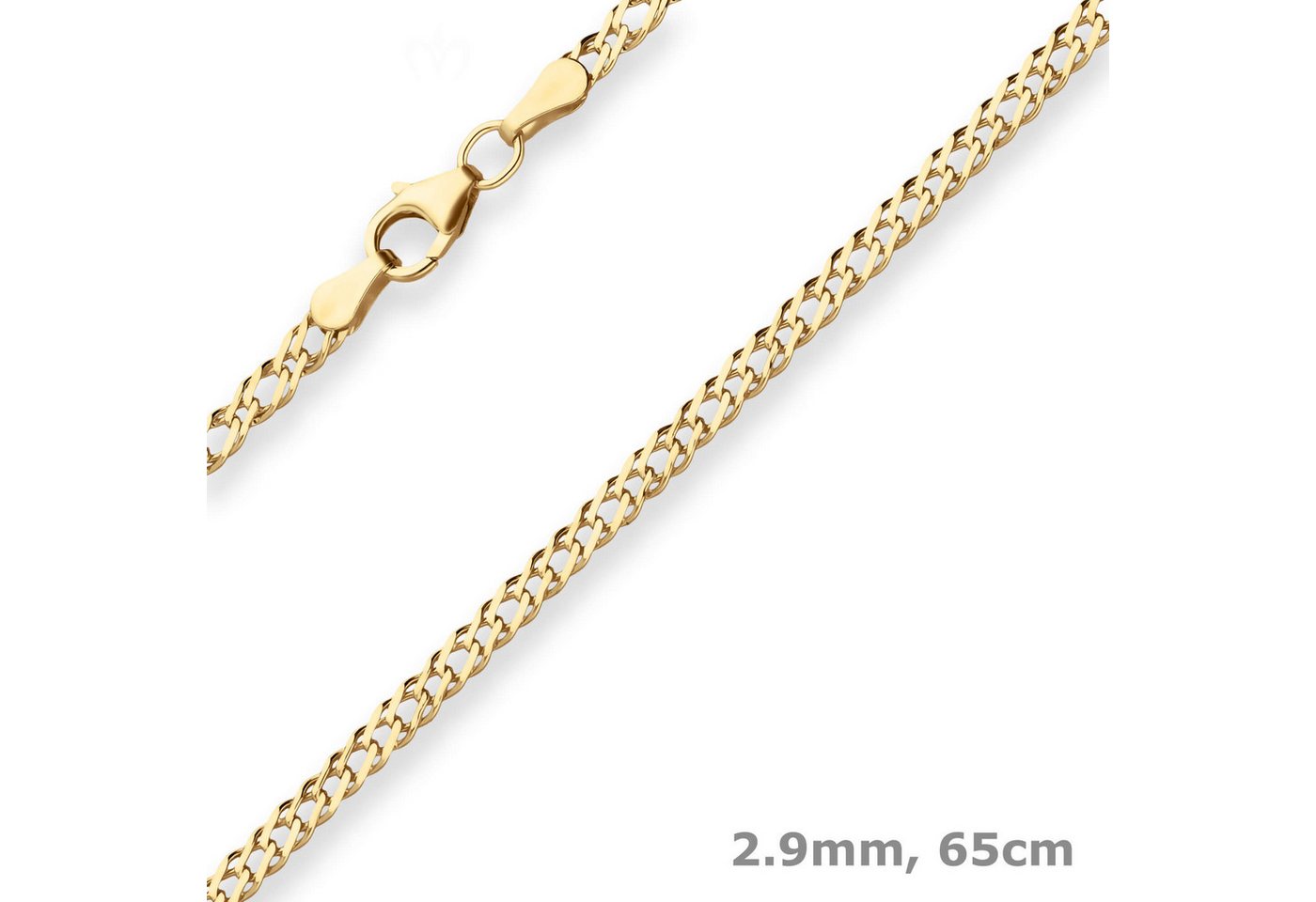 Schmuck Krone Goldkette 2,9mm Zwillingspanzerkette aus 375 Gelbgold 65cm, Gold 375 von Schmuck Krone