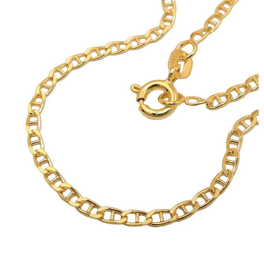 Schmuck Krone Goldkette 2mm Stegpanzer-Kette Halskette Collier aus 9Kt 375 Gold Gelbgold glänzend 45cm, Gold 375 von Schmuck Krone