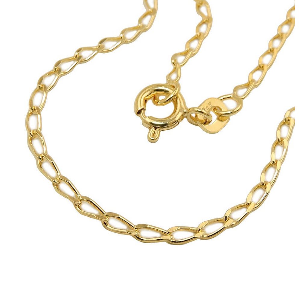 Schmuck Krone Goldkette 2mm Weitpanzer-Kette Halskette Collier aus 375 Gold Gelbgold glänzend 45cm, Gold 375 von Schmuck Krone