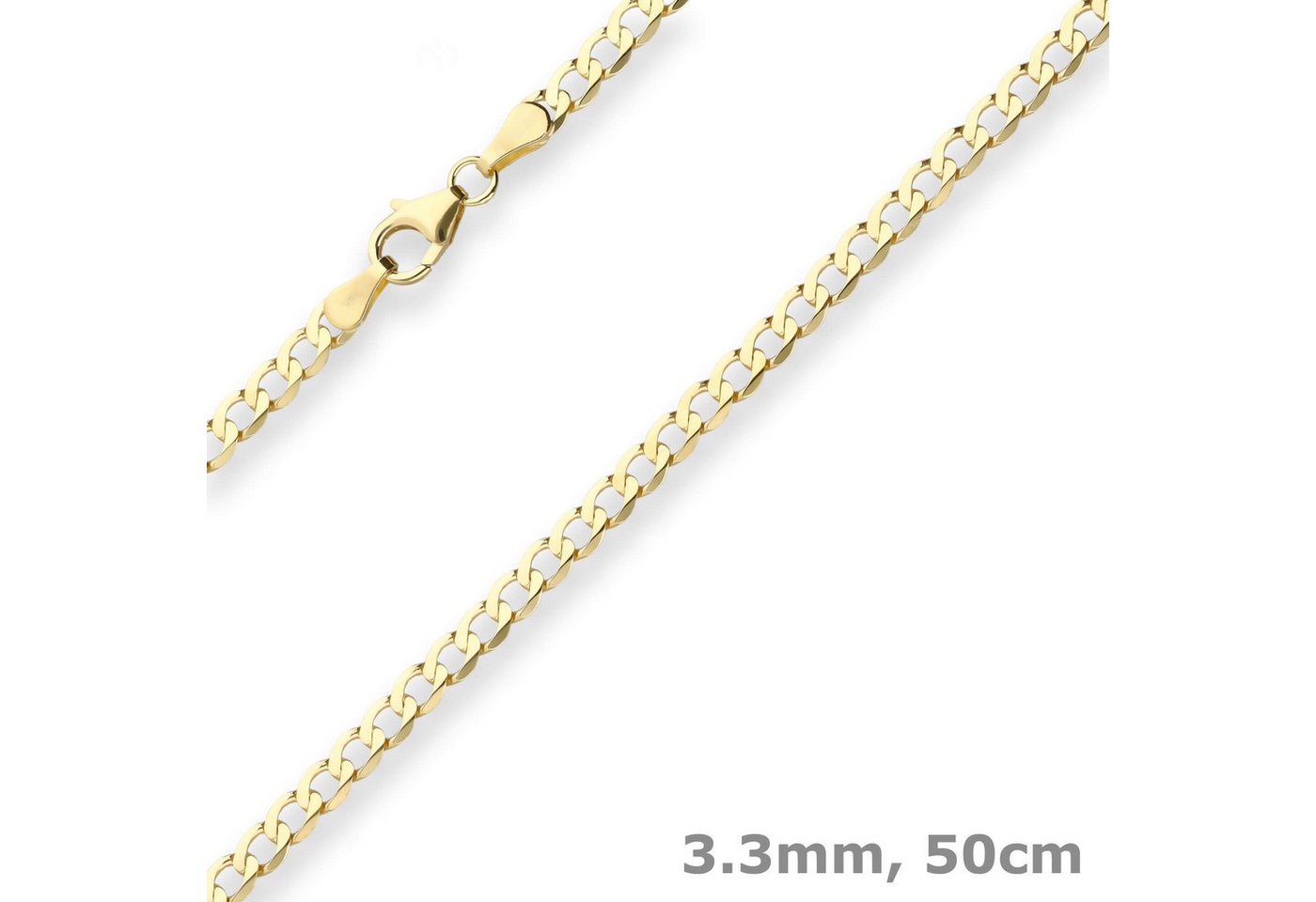 Schmuck Krone Goldkette 3,3mm Panzerkette weit aus 333 Gelbgold 50cm, Gold 333 von Schmuck Krone