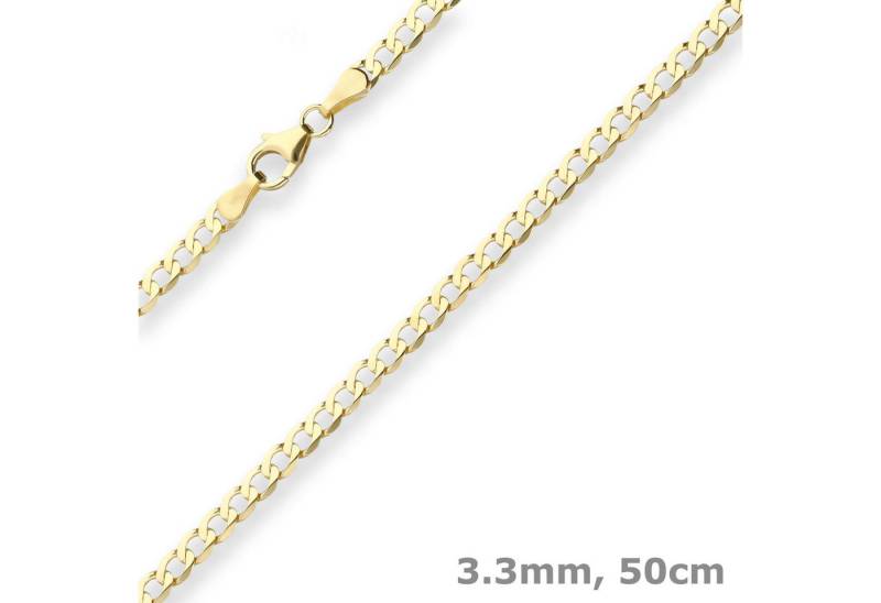 Schmuck Krone Goldkette 3,3mm Panzerkette weit aus 333 Gelbgold 50cm, Gold 333 von Schmuck Krone