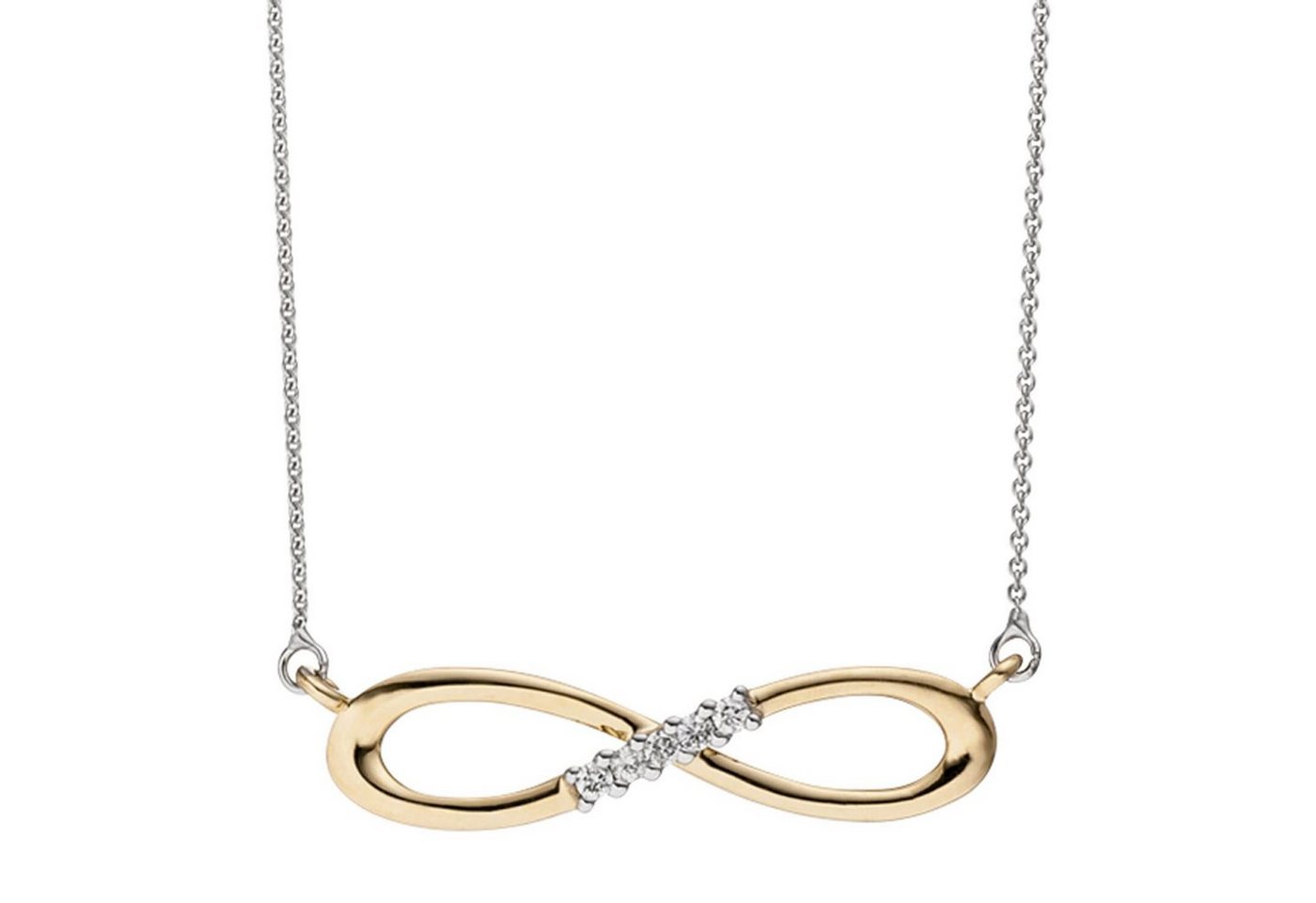 Schmuck Krone Goldkette Collier Unendlichkeit Infinity Symbol 5 Diamanten Brillanten 585 Gold Halskette von Schmuck Krone