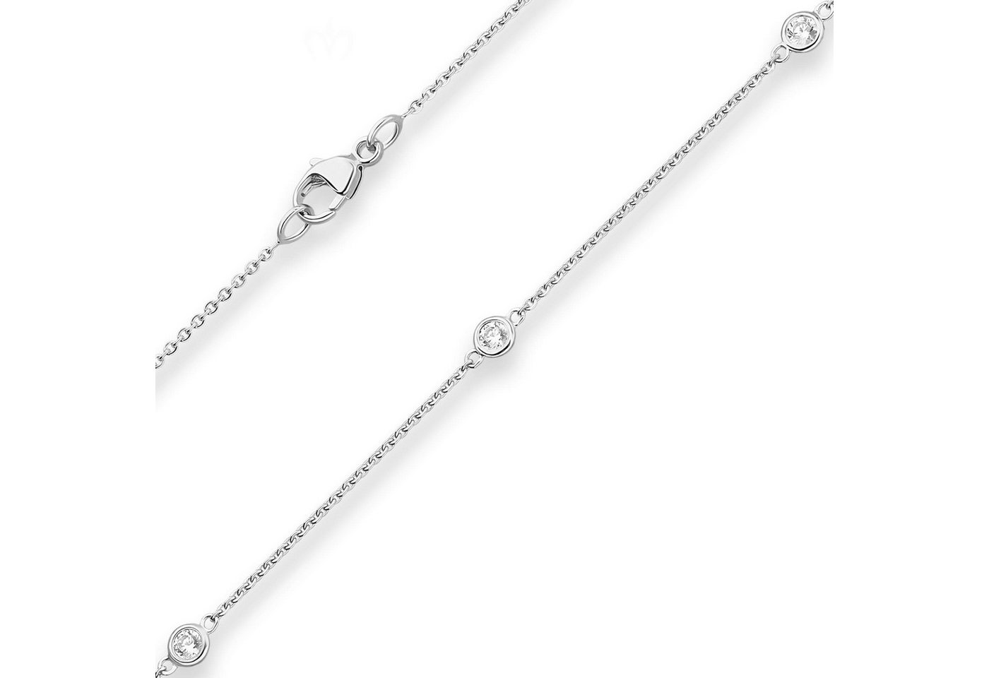 Schmuck Krone Goldkette Rund-Ankerkette aus 375 Weißgold 45cm mit Zirkonia, Gold 375 Schmuck Krone Goldkette Rund-Ankerkette aus 375 Weißgold 45cm mit Zirkonia, Gold 375 von Schmuck Krone