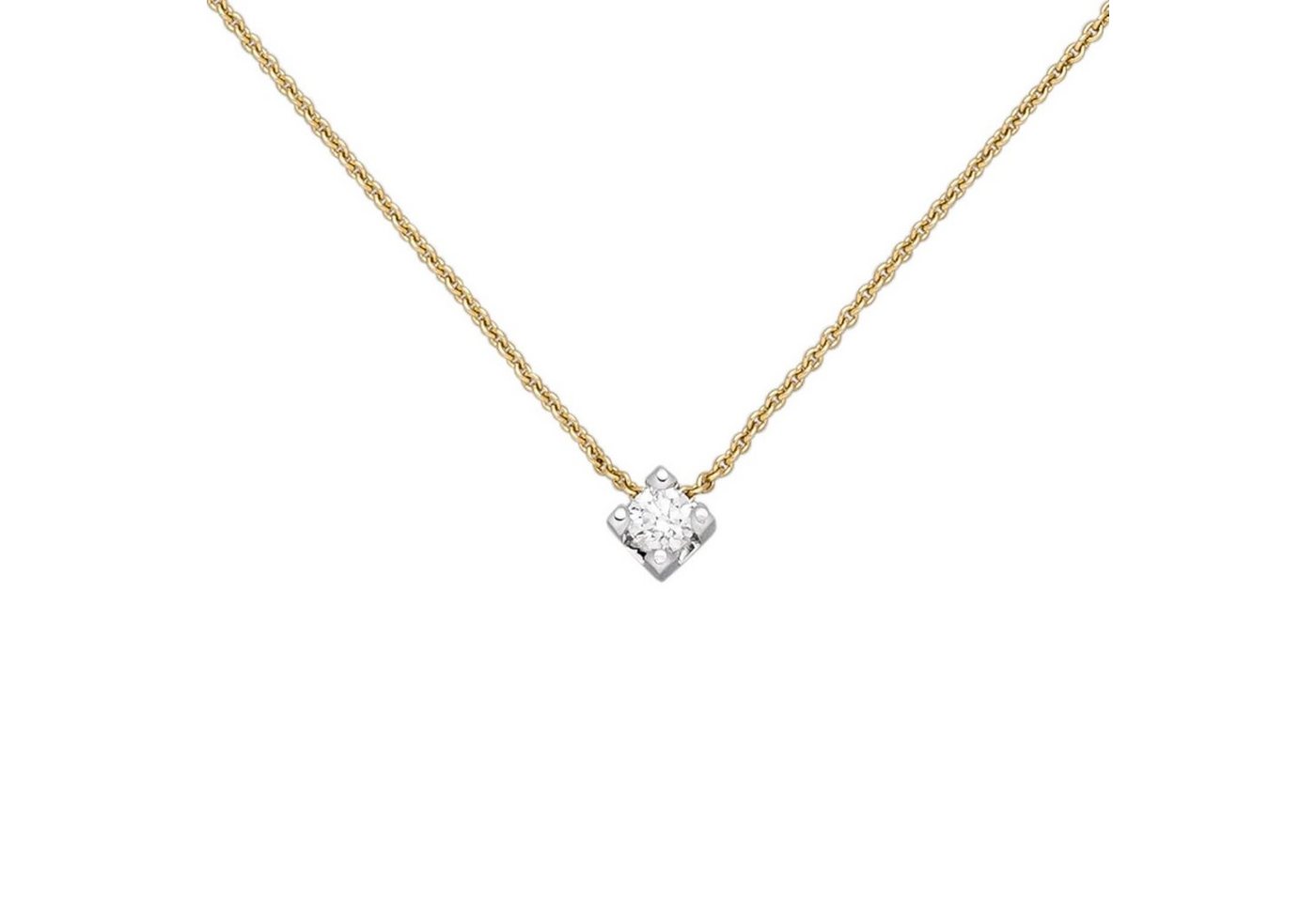 Schmuck Krone Goldkette Solitär Collier Brillant mit 750 Gelbgold Weißgold, 45cm, Gold 750 von Schmuck Krone