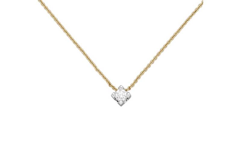 Schmuck Krone Goldkette Solitär Collier Brillant mit 750 Gelbgold Weißgold, 45cm, Gold 750 von Schmuck Krone