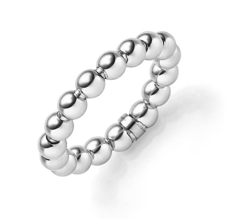 Schmuck Krone Goldring Kugelring elastisch aus 585 Weißgold Breite 4mm, Gold 585 von Schmuck Krone