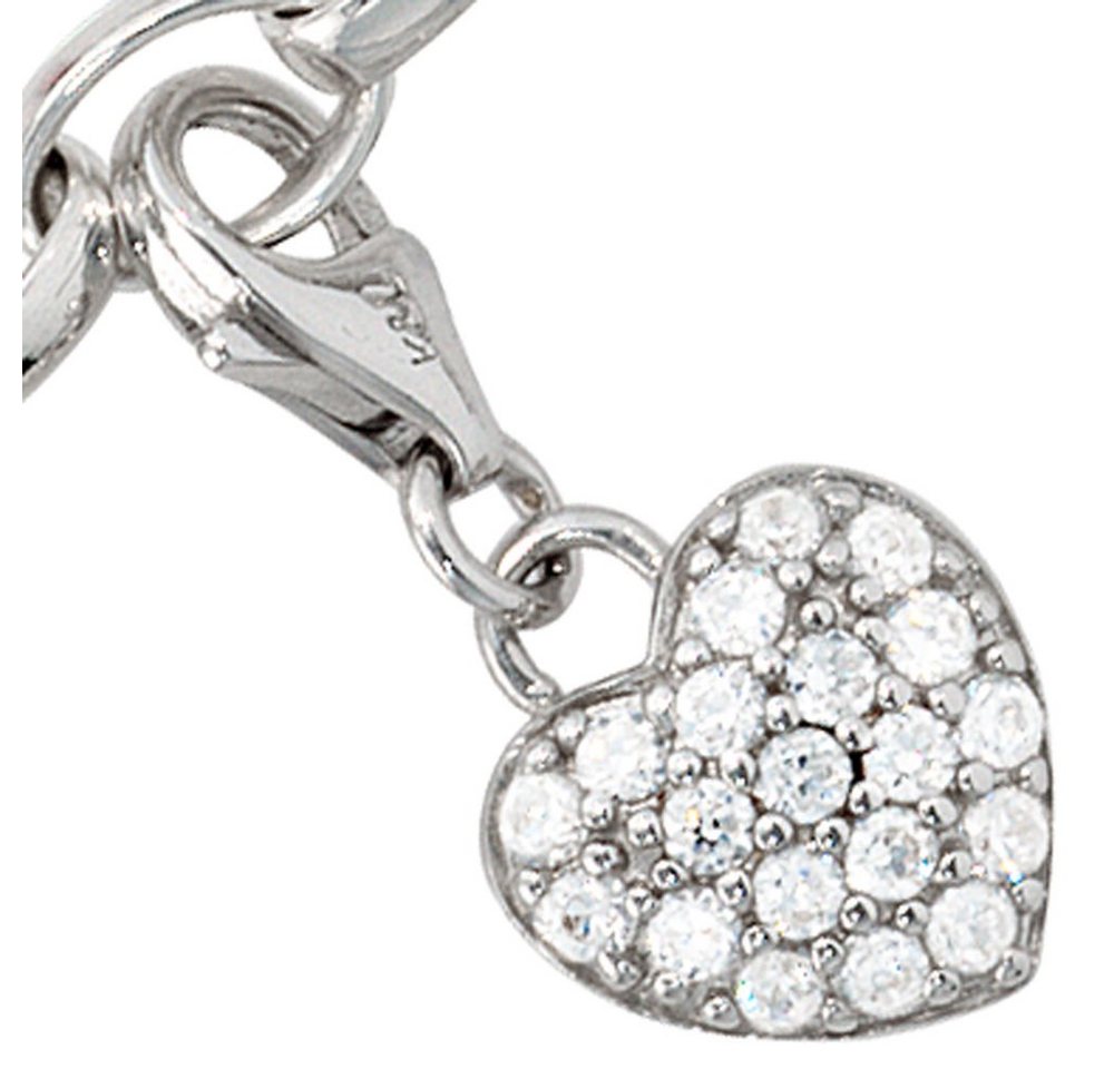 Schmuck Krone Kettenanhänger Anhänger Einhänger Charm Herz Zirkonia 925 Silber Silbereinhänger Dangle, Silber 925 von Schmuck Krone