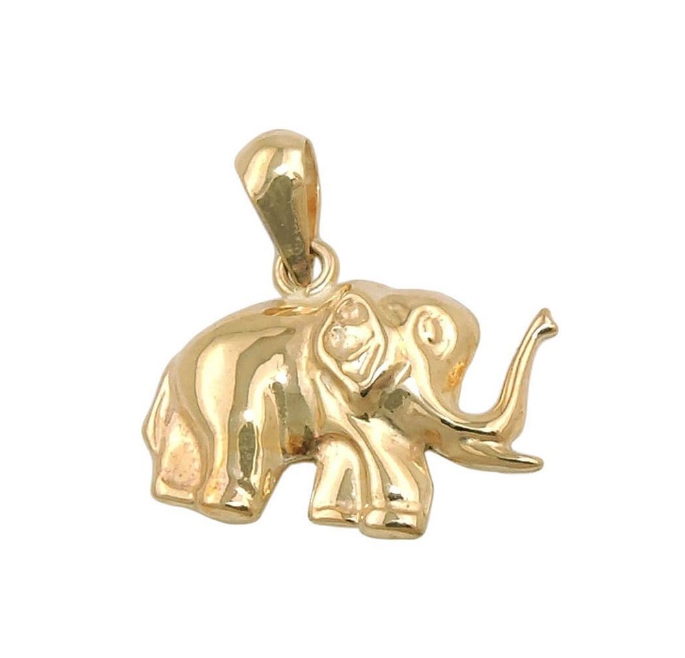 Schmuck Krone Kettenanhänger Anhänger Elefant 15x12mm aus 9Kt 375 Gold Gelbgold Elefant, Gold 375 von Schmuck Krone