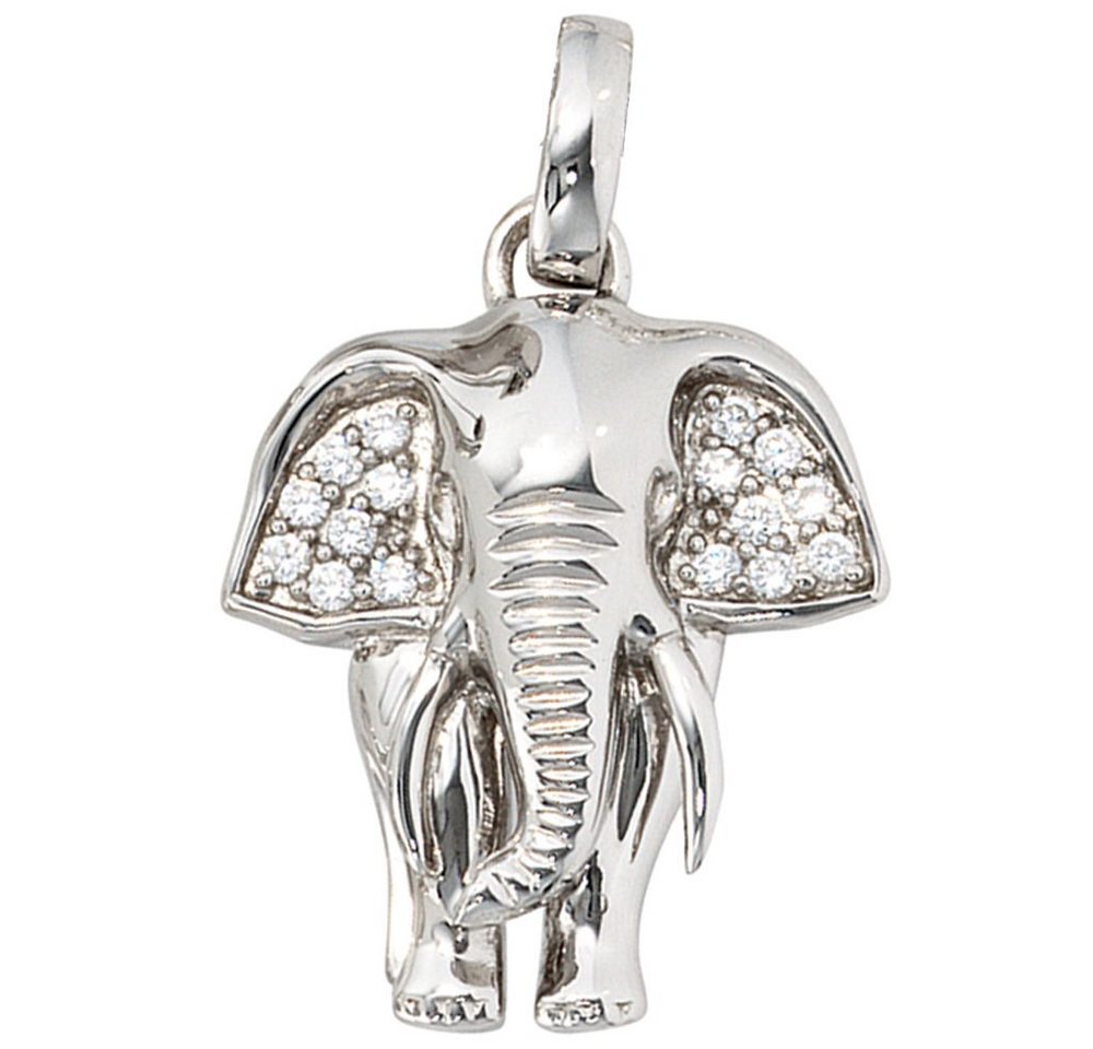 Schmuck Krone Kettenanhänger Anhänger Elefant mit Zirkonia 925 Echt Silber Sterlingsilber für Damen, Silber 925 von Schmuck Krone