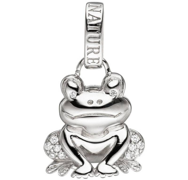 Schmuck Krone Kettenanhänger Anhänger Frosch Kröte mit Zirkonia weiß 925 Silber Silberanhänger Halsschmuck, Silber 925 von Schmuck Krone