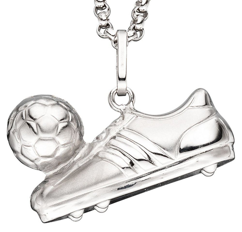 Schmuck Krone Kettenanhänger Anhänger Fußballschuh mit Ball 925 Silber teilmattiert Silberanhänger Kinder, Silber 925 von Schmuck Krone