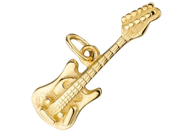 Schmuck Krone Kettenanhänger Anhänger Gitarre aus 925 Silber vergoldet 23,5x13,5mm Halsschmuck Guitar, Silber 925 von Schmuck Krone
