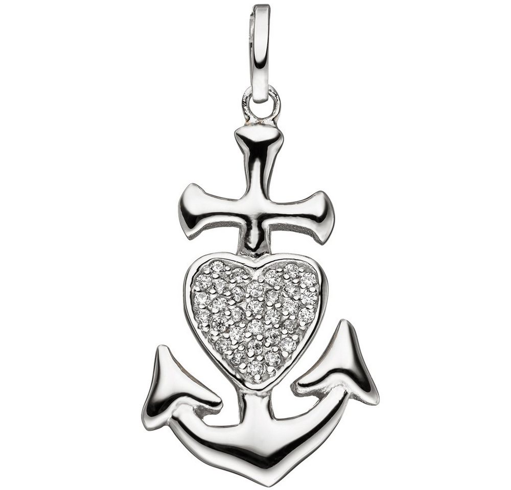 Schmuck Krone Kettenanhänger Anhänger Glaube Liebe Hoffnung mit weißen Zirkonia 925 Silber Silberanhänger, Silber 925 von Schmuck Krone