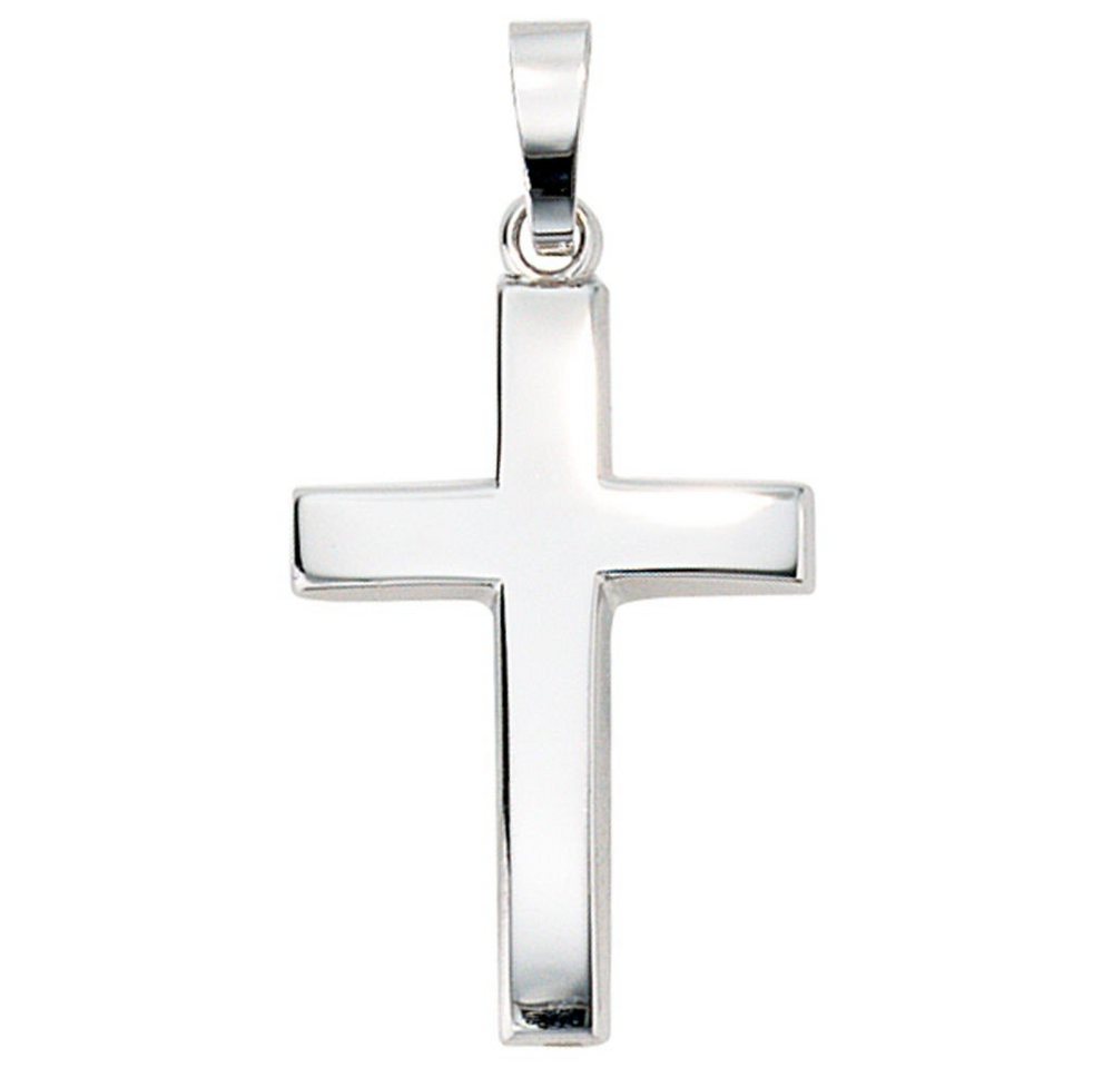 Schmuck Krone Kettenanhänger Anhänger Goldanhänger Kreuz aus 585 Weißgold schlicht Halsschmuck Unisex, Gold 585 von Schmuck Krone