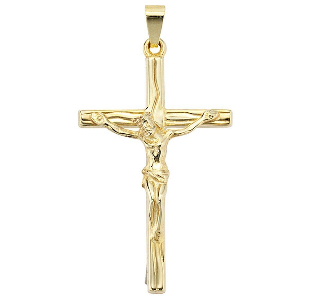 Schmuck Krone Kettenanhänger Anhänger Goldkreuz Kreuz mit Jesus 585 Gold Gelbgold Goldanhänger Halsschmuck, Gold 585 von Schmuck Krone