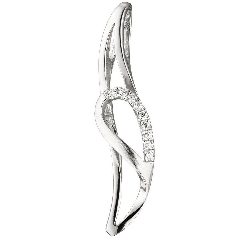 Schmuck Krone Kettenanhänger Anhänger Halsschmuck mit weißen Zirkonia elegante Form teilmattiert 925 Silber, Silber 925 von Schmuck Krone