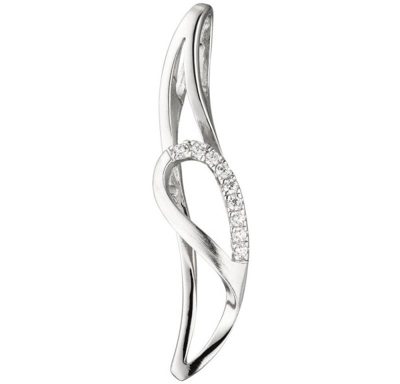 Schmuck Krone Kettenanhänger Anhänger Halsschmuck mit weißen Zirkonia elegante Form teilmattiert 925 Silber, Silber 925 von Schmuck Krone