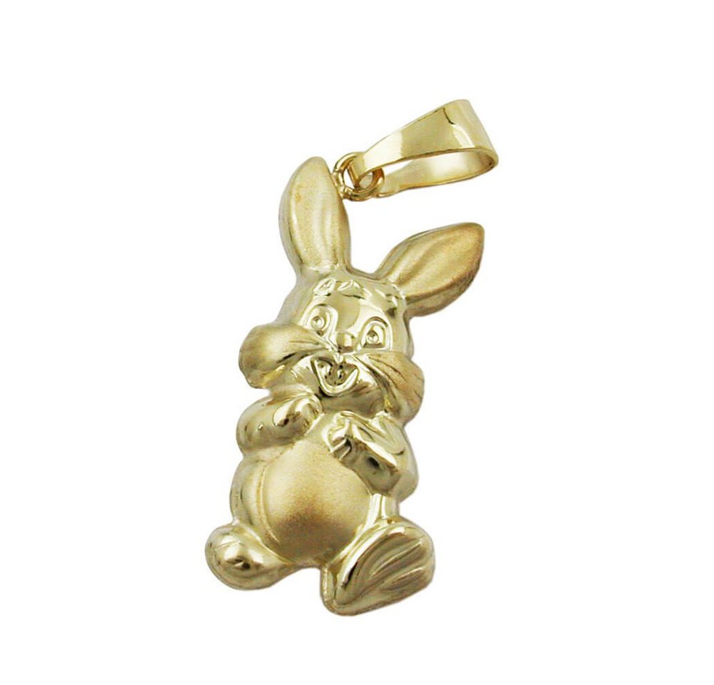 Schmuck Krone Kettenanhänger Anhänger Hase 20x11mm aus 14Kt 585 Gold Gelbgold matt-glänzend, Gold 585 von Schmuck Krone