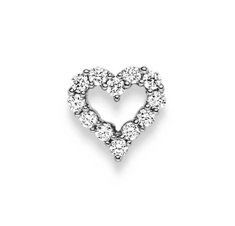 Schmuck Krone Kettenanhänger Anhänger Herz 8mm 750 Weißgold 12 Diamanten 0,20 ct, Gold 750 von Schmuck Krone