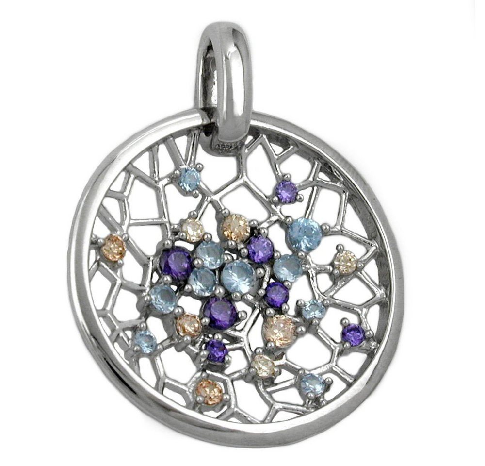 Schmuck Krone Kettenanhänger Anhänger Kettenanhänger Zirkonia multicolor 925 Sterlingsilber Damen, Silber 925 von Schmuck Krone