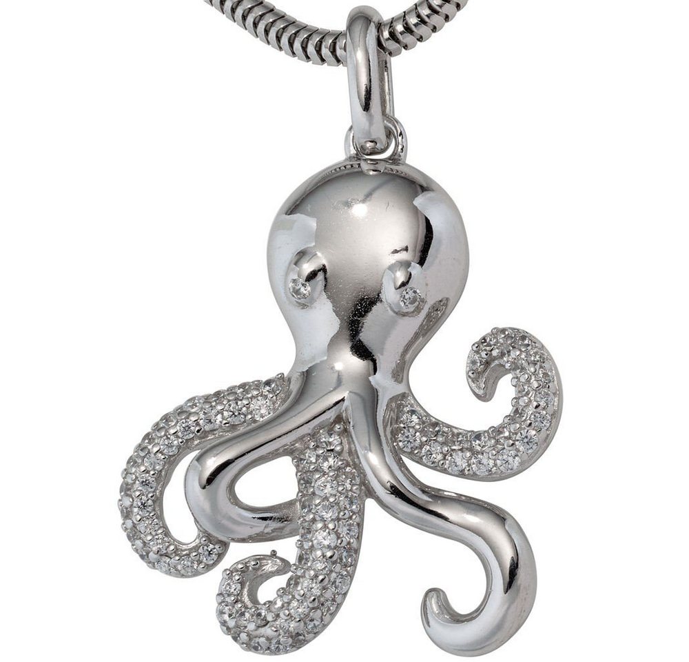 Schmuck Krone Kettenanhänger Anhänger Krake Octopus mit Zirkonia weiß 925 Silber Sterlingsilber Kinder, Silber 925 von Schmuck Krone