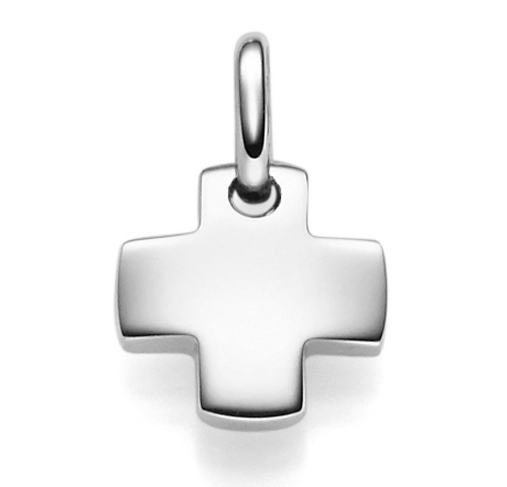 Schmuck Krone Kettenanhänger Anhänger Kreuz 10,5x10,5mm, 585 Weißgold, flach, Gold 585 von Schmuck Krone