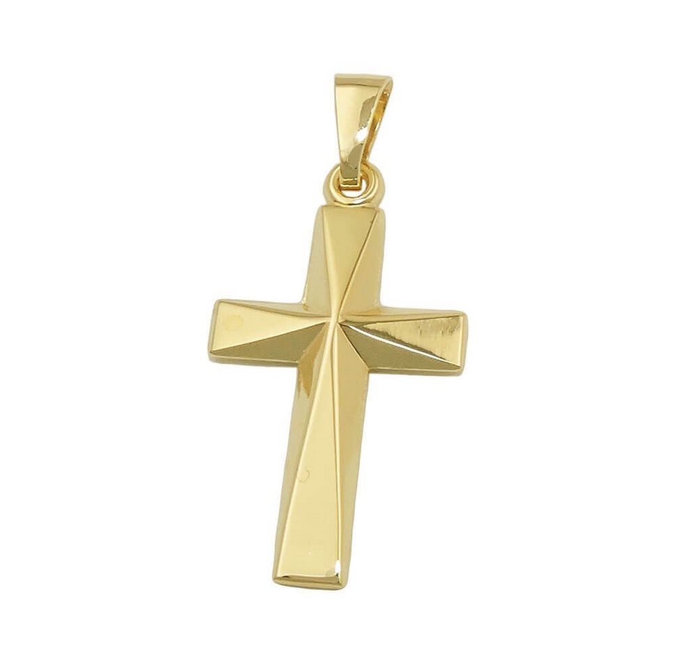 Schmuck Krone Kettenanhänger Anhänger Kreuz 21x13mm Mitte winklig ausgeformt 9Kt 375 Gold Gelbgold glänzend, Gold 375 von Schmuck Krone