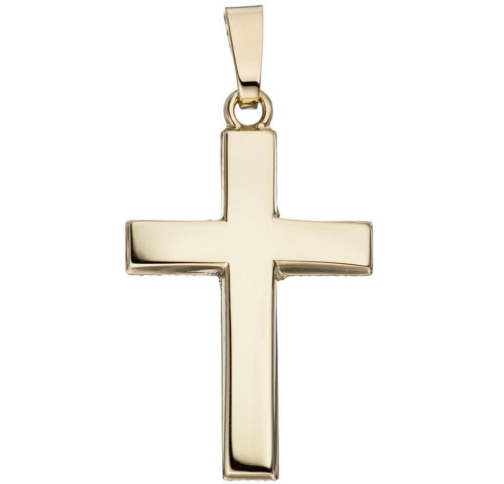 Schmuck Krone Kettenanhänger Anhänger Kreuz 23,1x14mm aus 585 Gold Gelbgold Goldkreuz schlicht glänzend, Gold 585 von Schmuck Krone