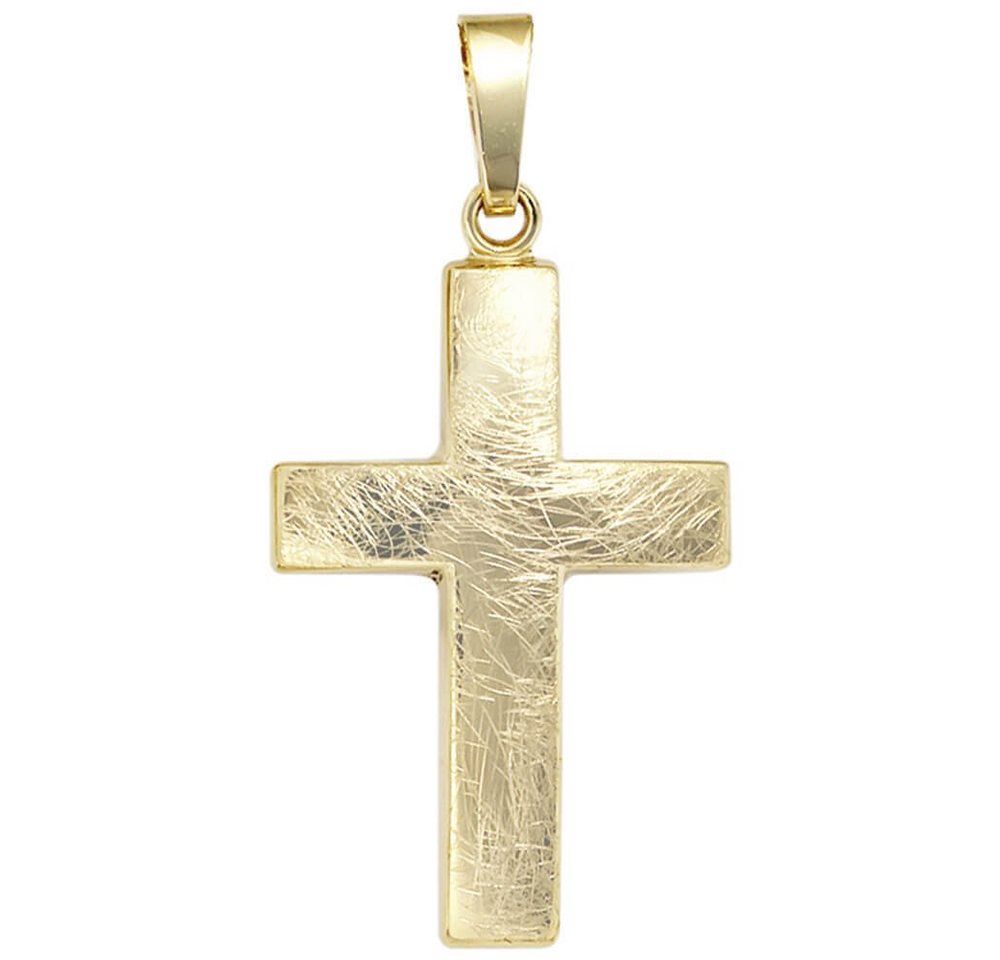 Schmuck Krone Kettenanhänger Anhänger Kreuz Kreuzanhänger 333 Gold Gelbgold eismatt Unisex Goldanhänger, Gold 333 von Schmuck Krone