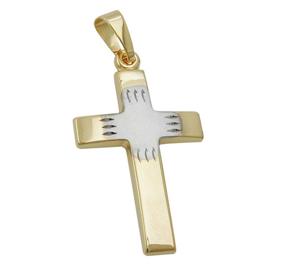Schmuck Krone Kettenanhänger Anhänger Kreuz, 375 Gold bicolor 21x14mm, Gold 375 Schmuck Krone Kettenanhänger Anhänger Kreuz, 375 Gold bicolor 21x14mm, Gold 375 von Schmuck Krone