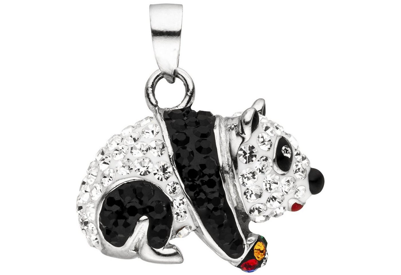 Schmuck Krone Kettenanhänger Anhänger Panda Pandabär mit Kristallen multicolor 925 Silber rhodiniert Kinder, Silber 925 von Schmuck Krone