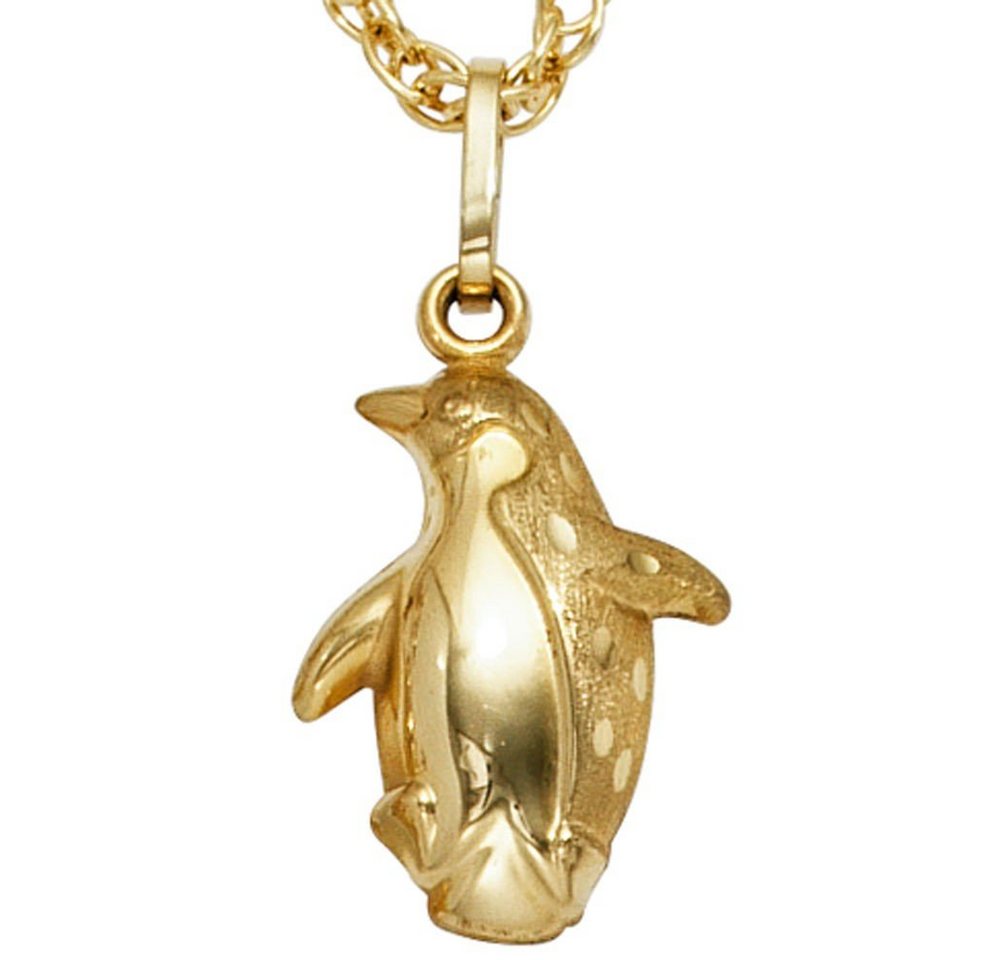 Schmuck Krone Kettenanhänger Anhänger Pinguin aus 333 Gold Gelbgold mattiert glänzend für Damen Kinder, Gold 333 von Schmuck Krone