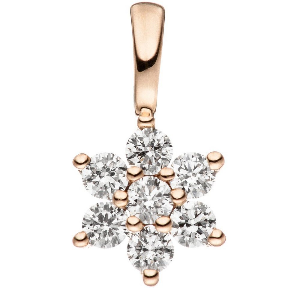 Schmuck Krone Kettenanhänger Anhänger Stern Schneeflocke aus 7 Diamanten Brillanten & 585 Gold Rotgold Damen, Gold 585 von Schmuck Krone