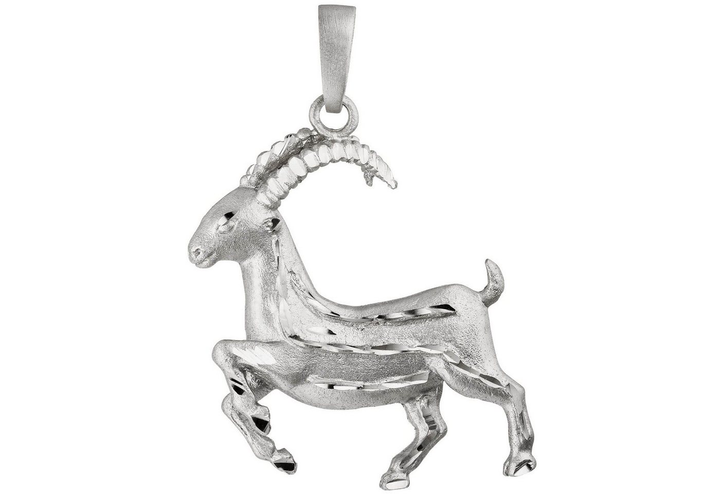 Schmuck Krone Kettenanhänger Anhänger Sternzeichen Steinbock aus 925 Silber, Halsschmuck rhodiniert teilmatt, Silber 925 von Schmuck Krone