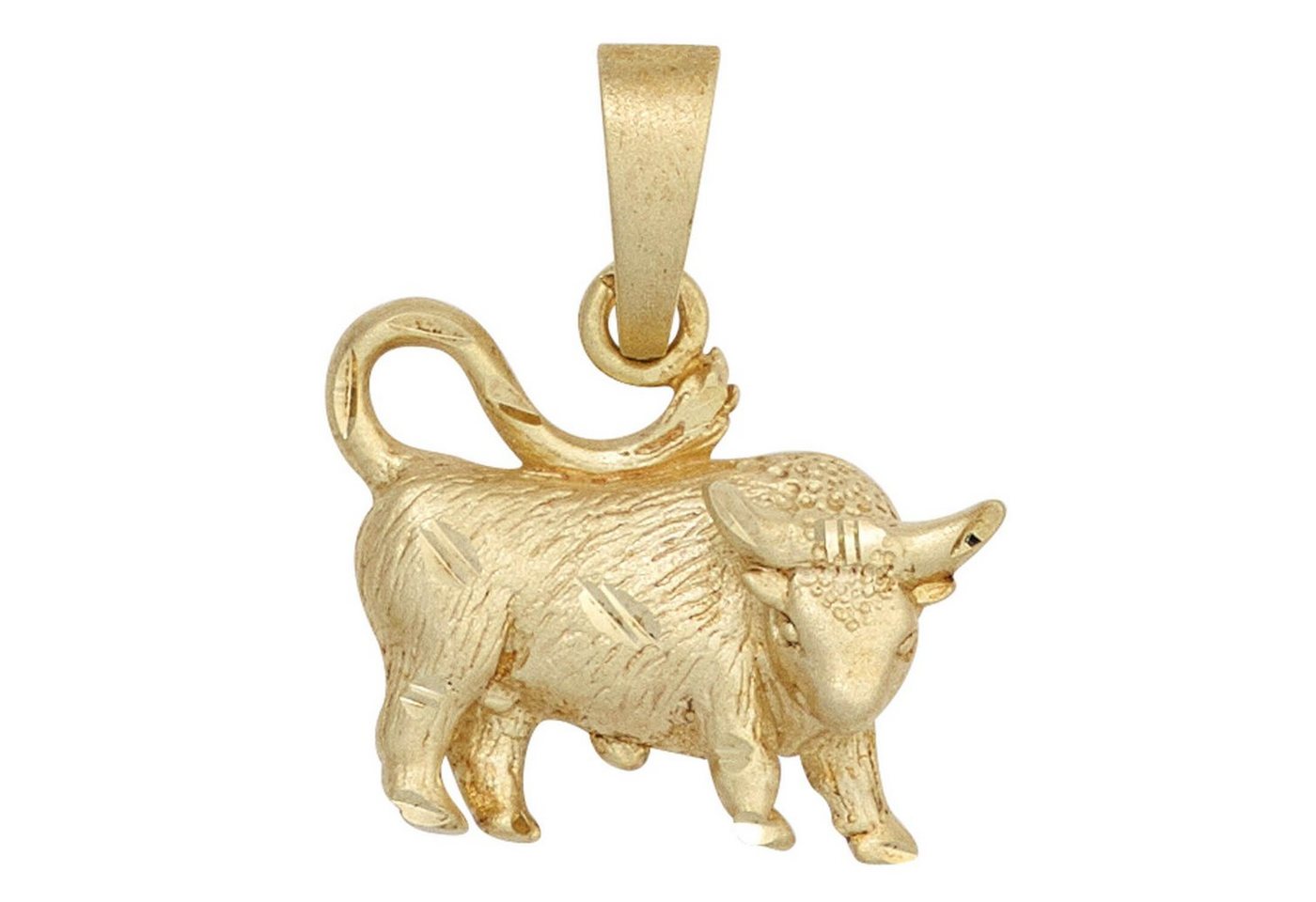 Schmuck Krone Kettenanhänger Anhänger Stier Horoskop Sternzeichen 925 Silber vergoldet mattiert Halsschmuck, Silber 925 von Schmuck Krone