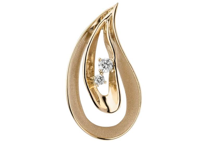 Schmuck Krone Kettenanhänger Anhänger Tropfen aus 585 Gelbgold mit 2 Brillanten, Gold 585 von Schmuck Krone