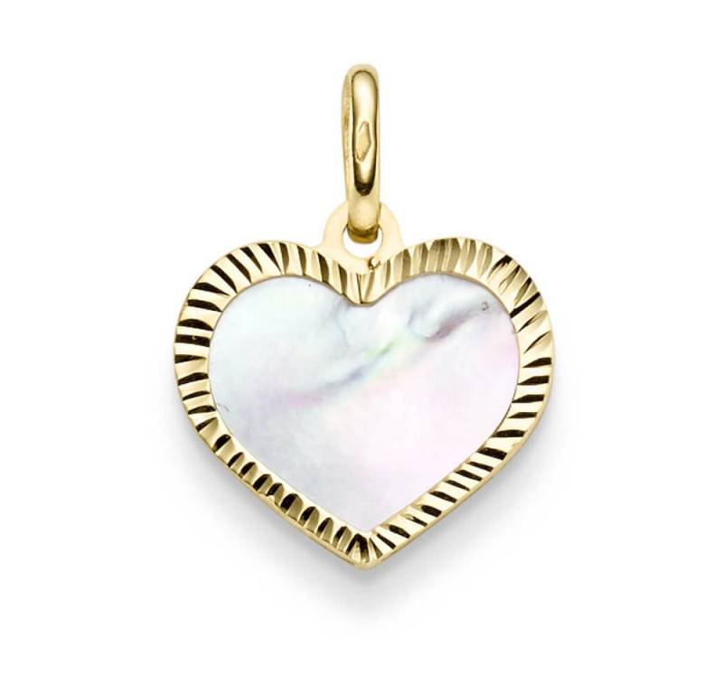 Schmuck Krone Kettenanhänger Anhänger aus 585 Gelbgold mit Herz aus Perlmutt, Gold 585 von Schmuck Krone