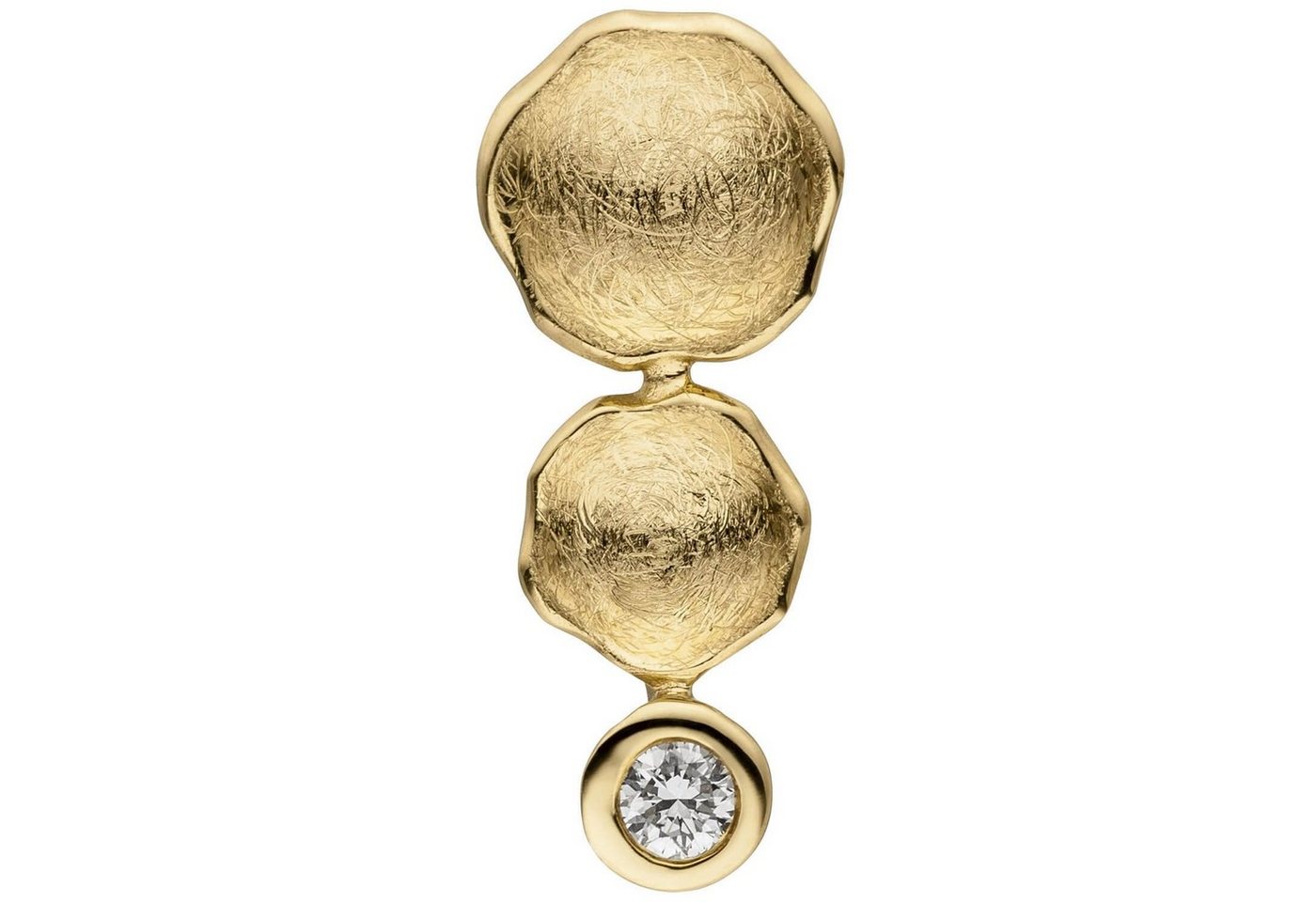 Schmuck Krone Kettenanhänger Anhänger aus 585 Gold Gelbgold teil-eismatt Diamant Brillant 0,05 Ct. 16,7x6,9mm, Gold 585 von Schmuck Krone
